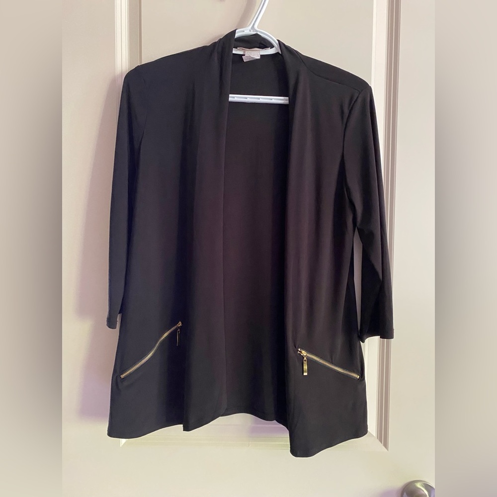 3/4 sleeve cardigan with gold zippered pockets medium